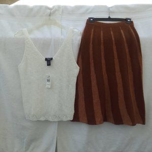 Bundle sunglasses&luxury exquisite cashmere knit skirt&softball knit tan top